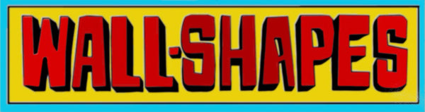 Rectangular logo with 'WALL-SHAPES' text on a yellow background