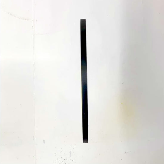 A video detailing a spray painted Smiley spinning to show all sides including the hanging hardware and signature of WallShapes. This video shows the wall art hanging from the alternate tilted hanging position.